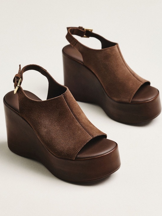 Shoes - Anthropologie Wood-Bottom Slingback Platform Wedge Heels